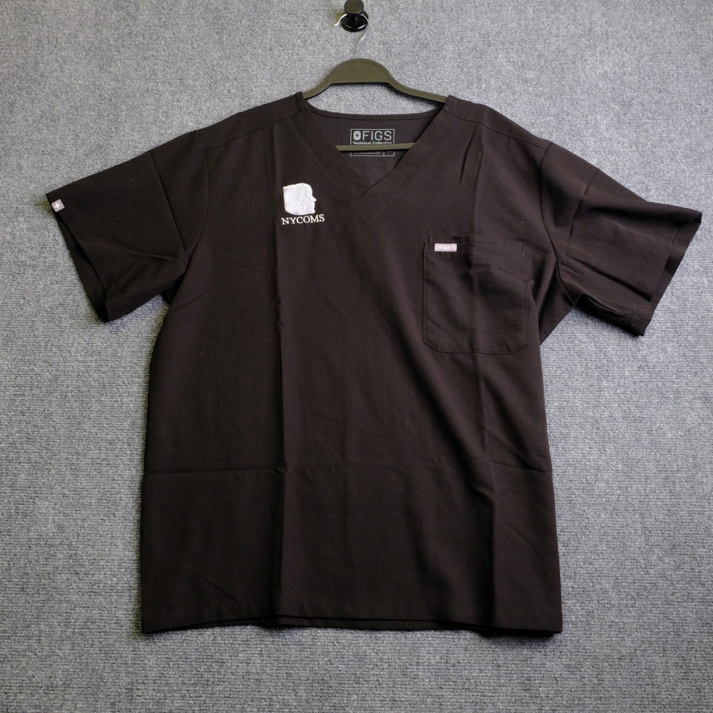Figs Scrub Top Mens XL Black NYCOMS Medical Nurse Uniform FM1500 Technical Top